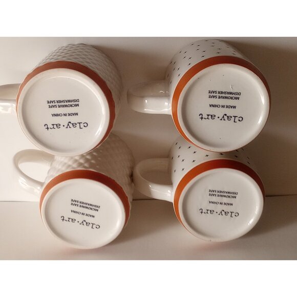 Clay Art White Dot And Textured Mug Set Of 4 - Picture 3 of 3